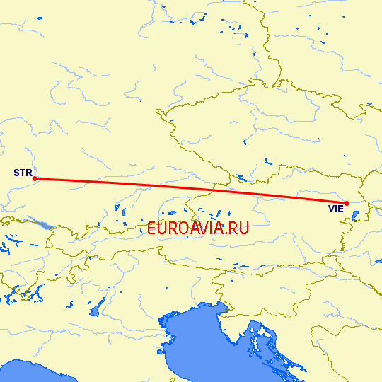 перелет Вена — Штуттгард на карте