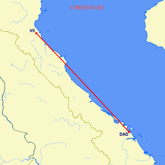 перелет Vinh City — Да Нанг на карте