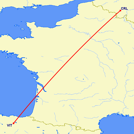 перелет Витория — Шарлеруа на карте