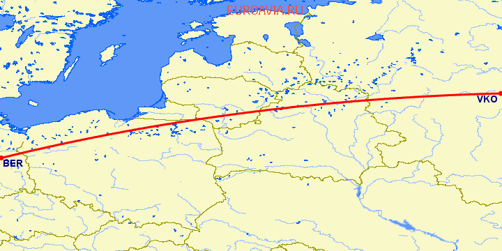 перелет Москва — Берлин на карте
