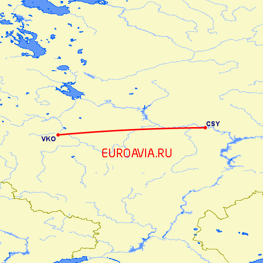 перелет Москва — Чебоксары на карте
