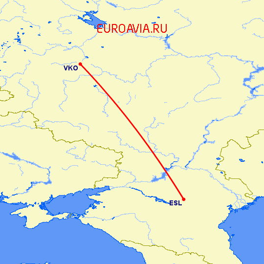 перелет Москва — Элиста на карте