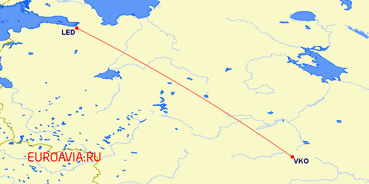 перелет Москва — Санкт Петербург на карте