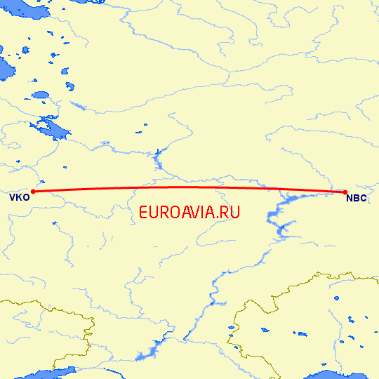 перелет Москва — Набережные Челны на карте