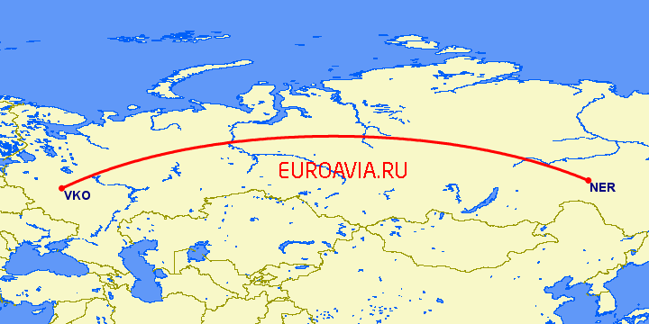 перелет Москва — Нерюнгри на карте
