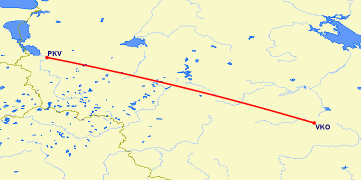 перелет Москва — Псков на карте