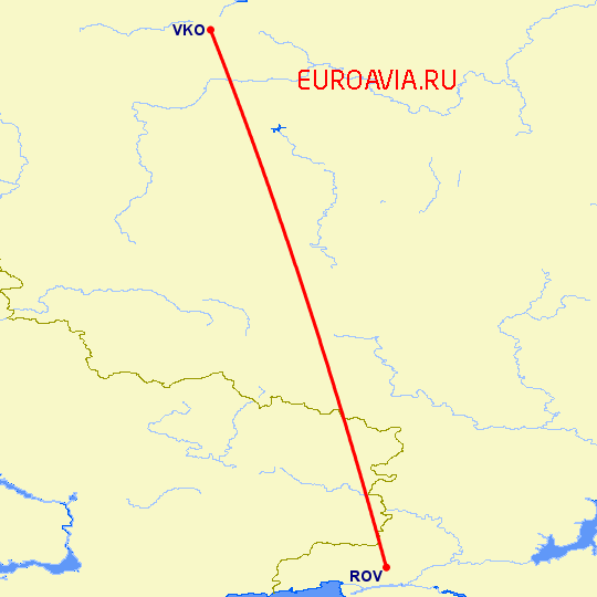 перелет Москва — Ростов на карте