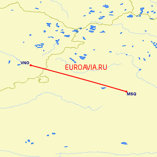 перелет Вильнюс — Минск на карте
