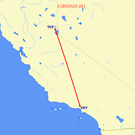перелет Лос Анджелес — Truckee, CA на карте