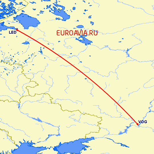 перелет Волгоград — Санкт Петербург на карте