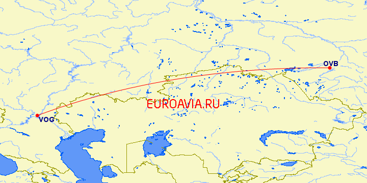 перелет Волгоград — Новосибирск на карте