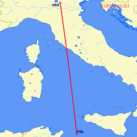 перелет Верона — Pantelleria на карте
