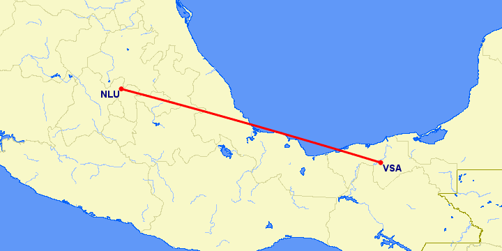 перелет Вийяхермоса — Santa Lucia на карте