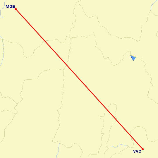 перелет Villavicencio — Меделлин на карте