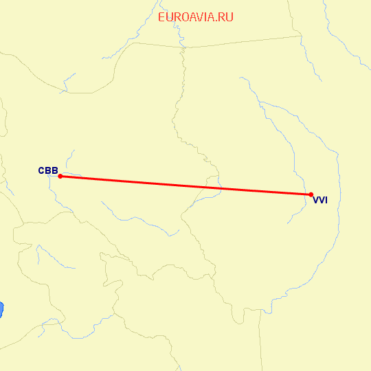 перелет Санта Круз Айленд — Качабамба на карте
