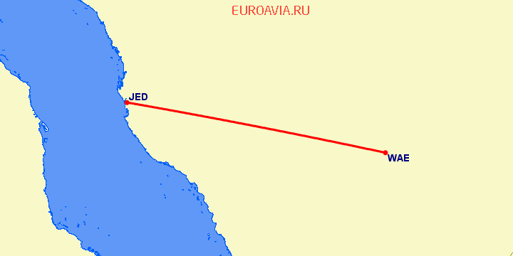 перелет Вади-ад-Давасир — Джедда на карте