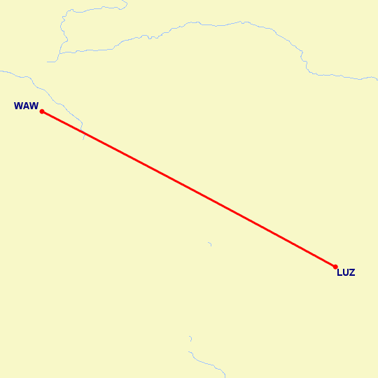 перелет Варшава — Lushan на карте