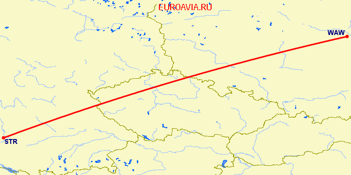 перелет Варшава — Штуттгард на карте