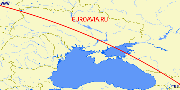 перелет Варшава — Тбилиси на карте