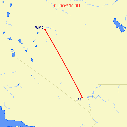 перелет Winnemucca — Лас Вегас на карте