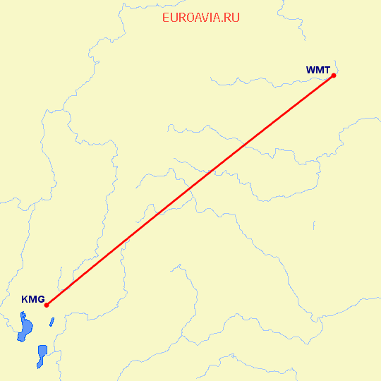 перелет Цзуньи — Кунминг на карте