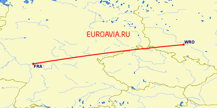 перелет Вроцлав — Франкфурт на Майне на карте