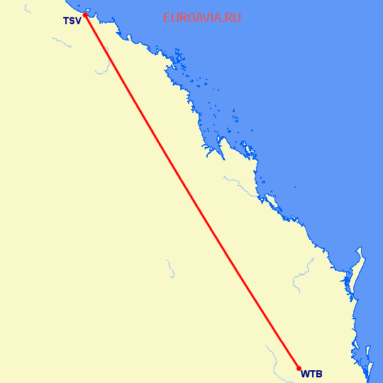 перелет Тувумба — Таунсвилл на карте