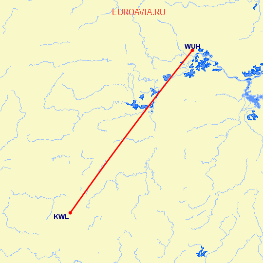 перелет Вухан — Гуйлинь на карте