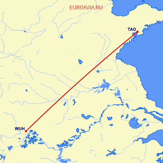 перелет Вухан — Куаньдян на карте