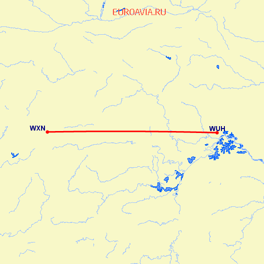 перелет Вухан — Wanxian на карте