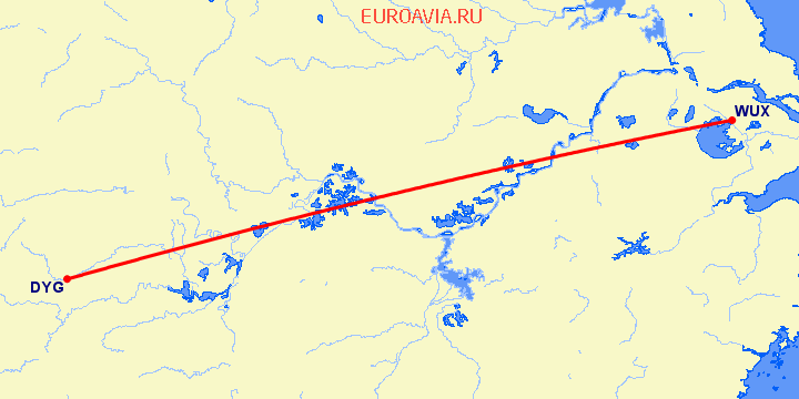 перелет Вуси — Дэань на карте