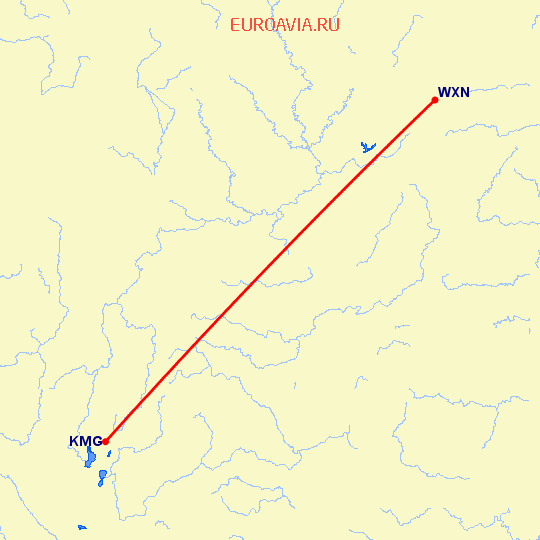 перелет Wanxian — Кунминг на карте