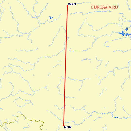 перелет Wanxian — Наньнин на карте