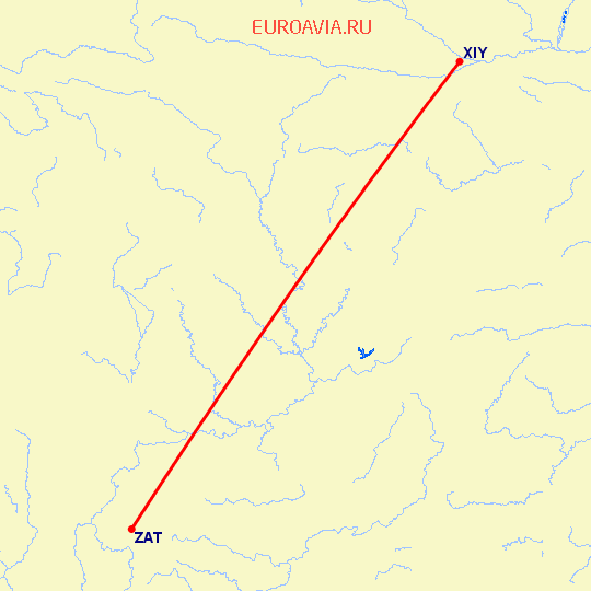 перелет Синьян — Жаньтон на карте