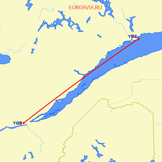 перелет Baie Comeau — Квебек на карте
