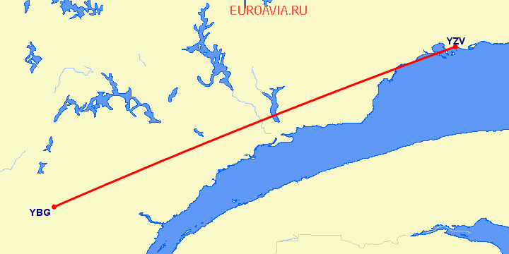 перелет Bagotville — Sept-Iles на карте