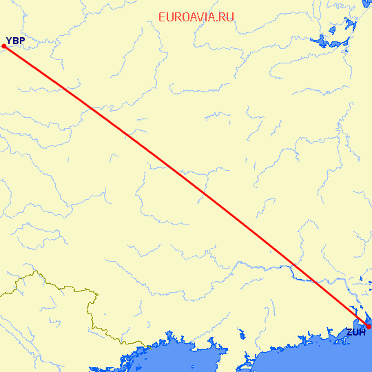 перелет Ибин — Чжухай на карте