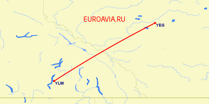 перелет Эдмонтон — Kelowna на карте