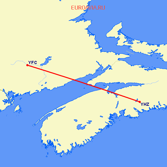 перелет Фредериктон — Галифакс на карте