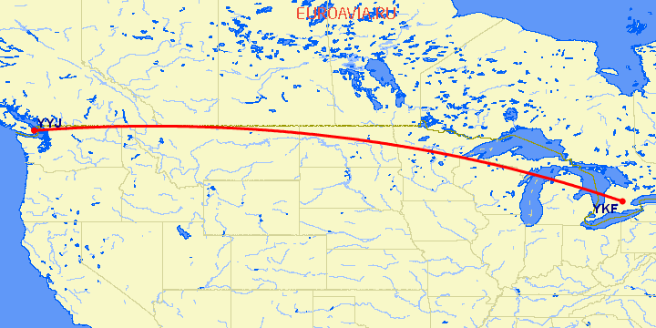 перелет Kitchener-Waterloo — Виктория на карте