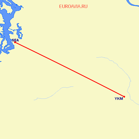 перелет Якима — Сиэтл на карте