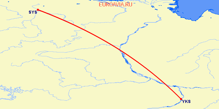 перелет Якутск — Suncheon на карте
