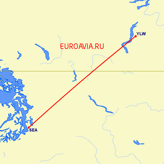 перелет Kelowna — Сиэтл на карте