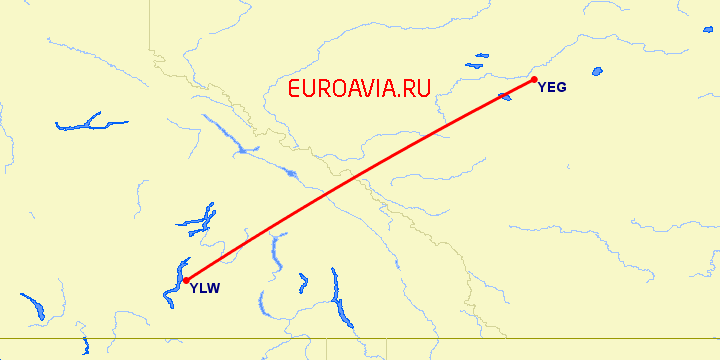 перелет Kelowna — Эдмонтон на карте