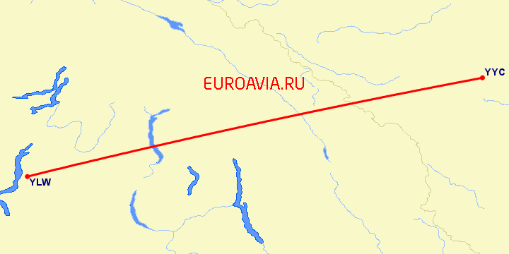 перелет Kelowna — Калгари на карте