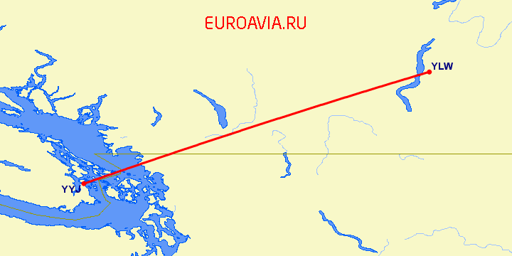 перелет Kelowna — Виктория на карте