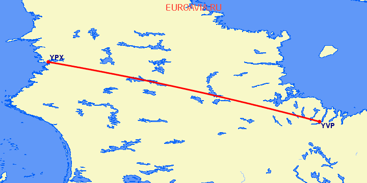 перелет Povungnituk — Kuujjuaq на карте