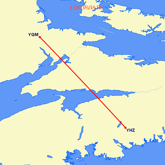 перелет Монктон — Галифакс на карте