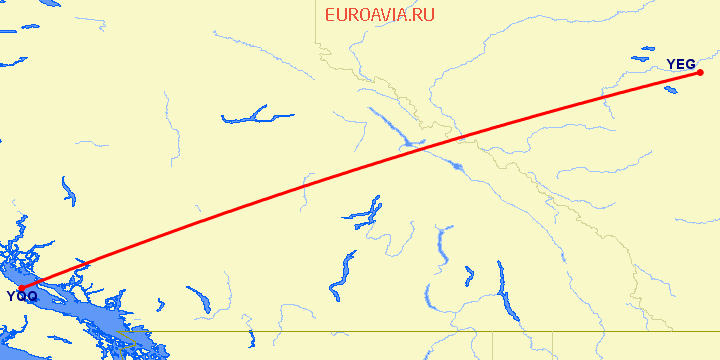 перелет Комокс — Эдмонтон на карте