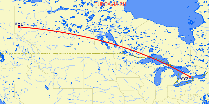 перелет Grande Prairie — Торонто на карте